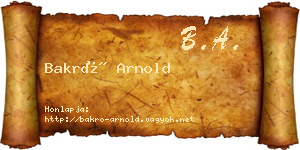 Bakró Arnold névjegykártya