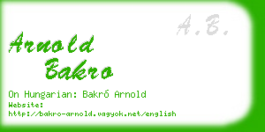 arnold bakro business card