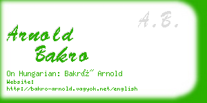 arnold bakro business card